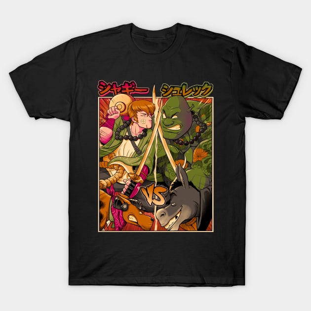 Samurai Sukubi VS Shurekku T-Shirt by BrunoMota